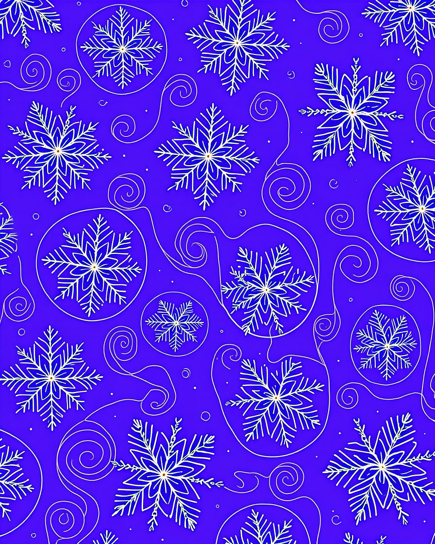 Electric Blue Winter Snowflake Swirls Rug