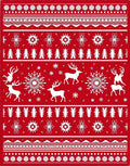 Red White Deer Snowflake Nordic Rug