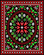 Bold Red Emerald Floral Medallion Rug