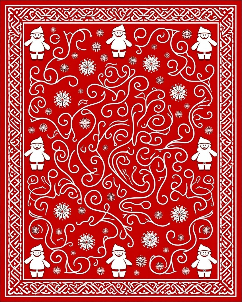 Happy red Santa with snowflake swirls Rug