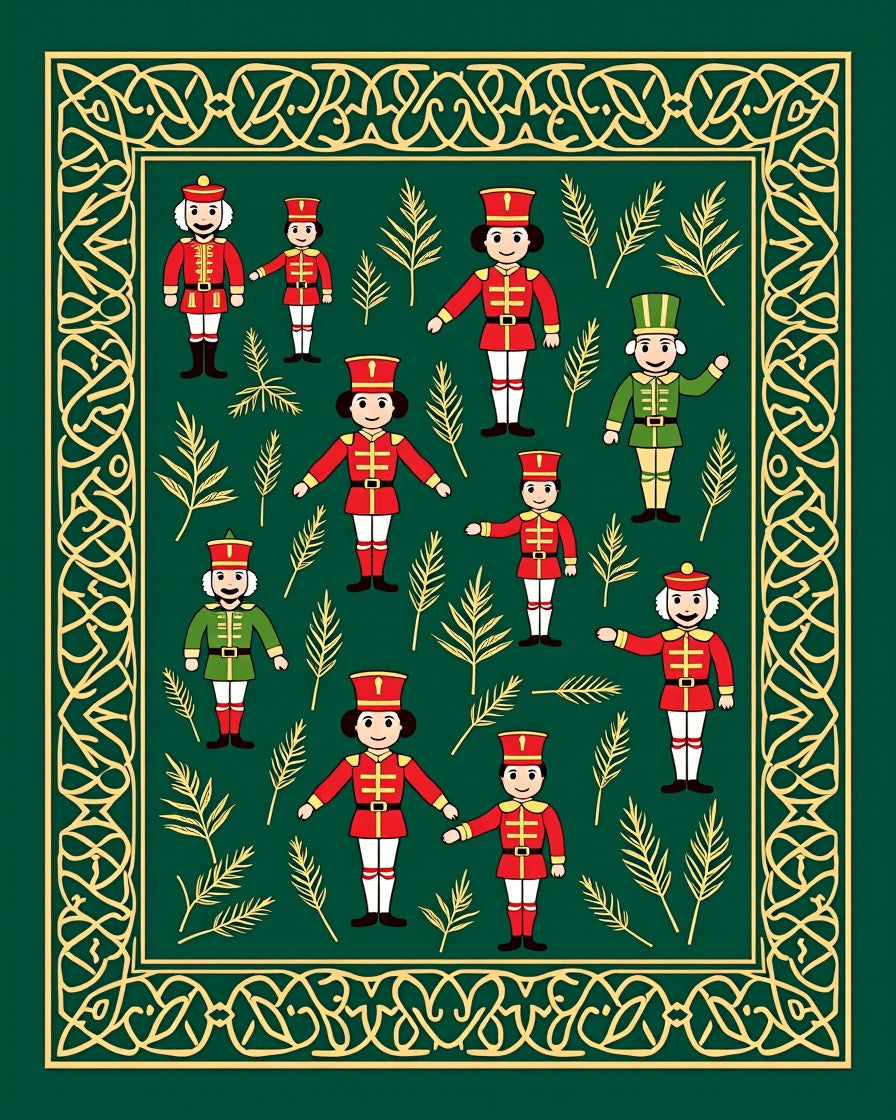 Emerald Green Nutcracker Soldiers Border Rug