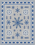 Gray Blue Snowflake Medallion Border Rug