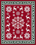 Red Yuletide Reindeer Snow Flake Collage Rug