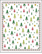 Festive Red Green Fir Stars Border Rug