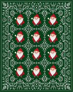 Green Gnome Red Hat Snowflake Medallion Rug