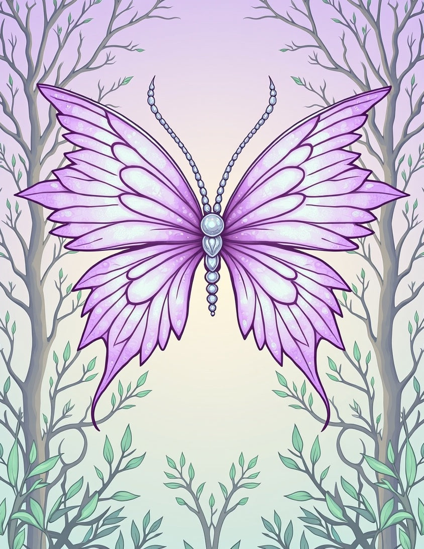 Whimsical Purple Butterfly Forest Rug