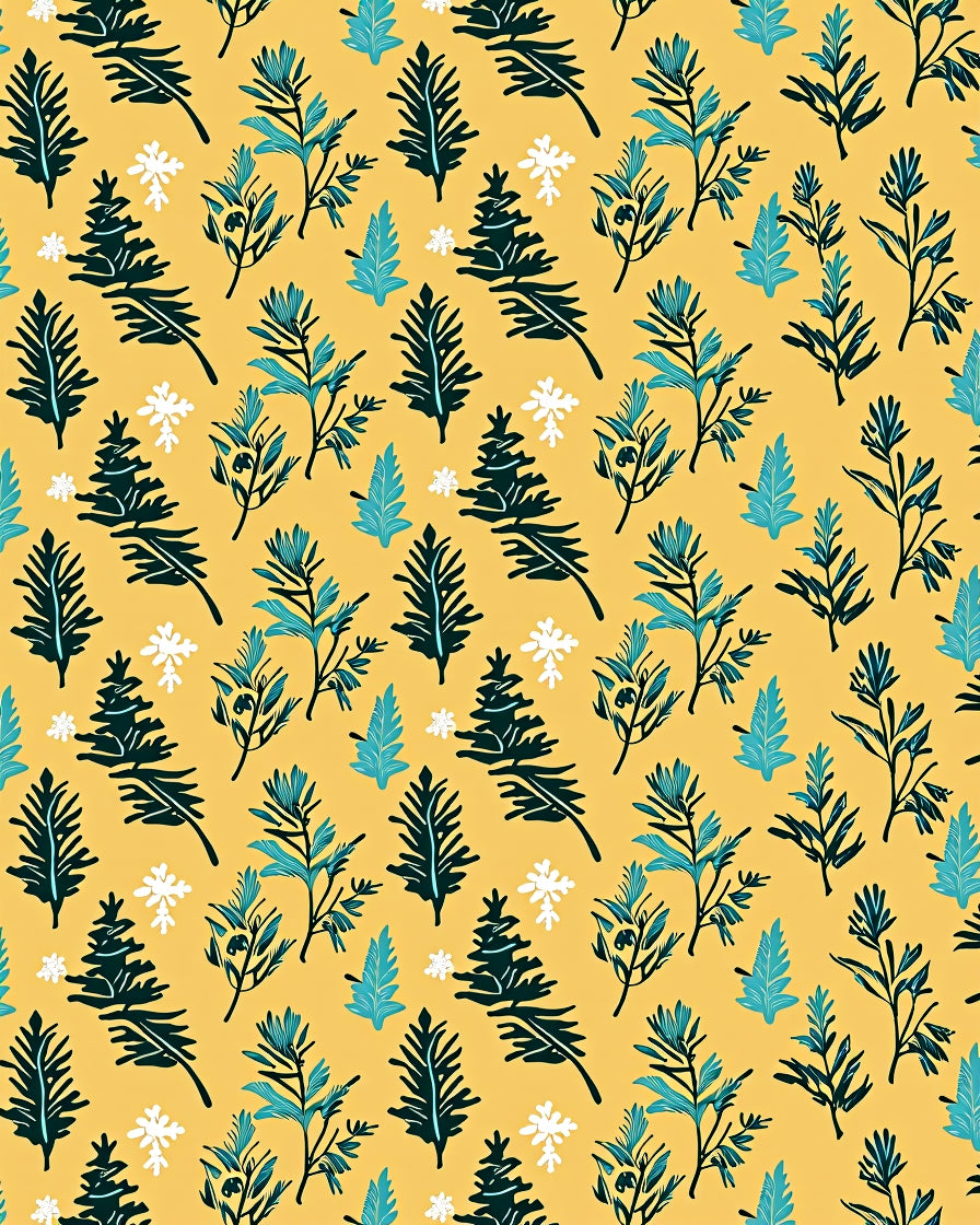 Winter Evergreen Foliage Yellow Rug