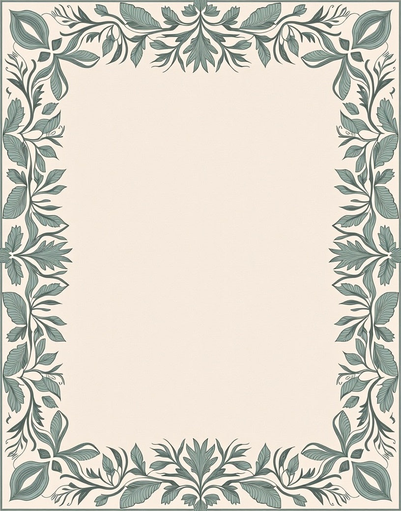 Vintage Sage Green Floral Border Rug