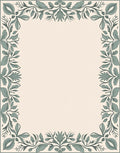 Vintage Sage Green Floral Border Rug
