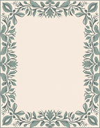 Vintage Sage Green Floral Border Rug
