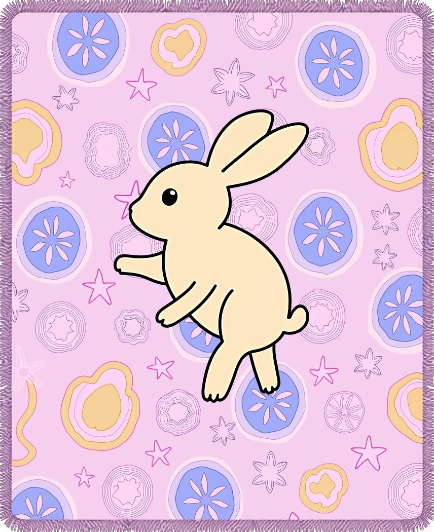 Whimsical Tan Bunny Round Shapes Rug