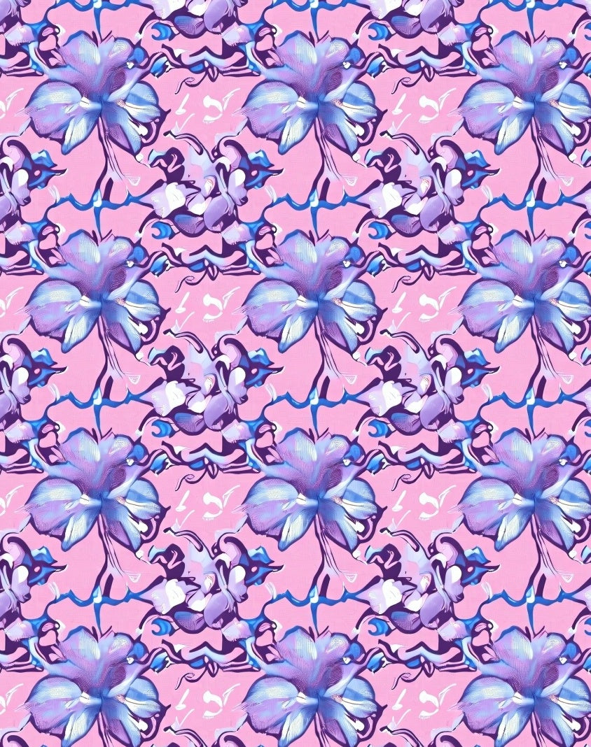 Pink Lilac Floral Swirl Rug