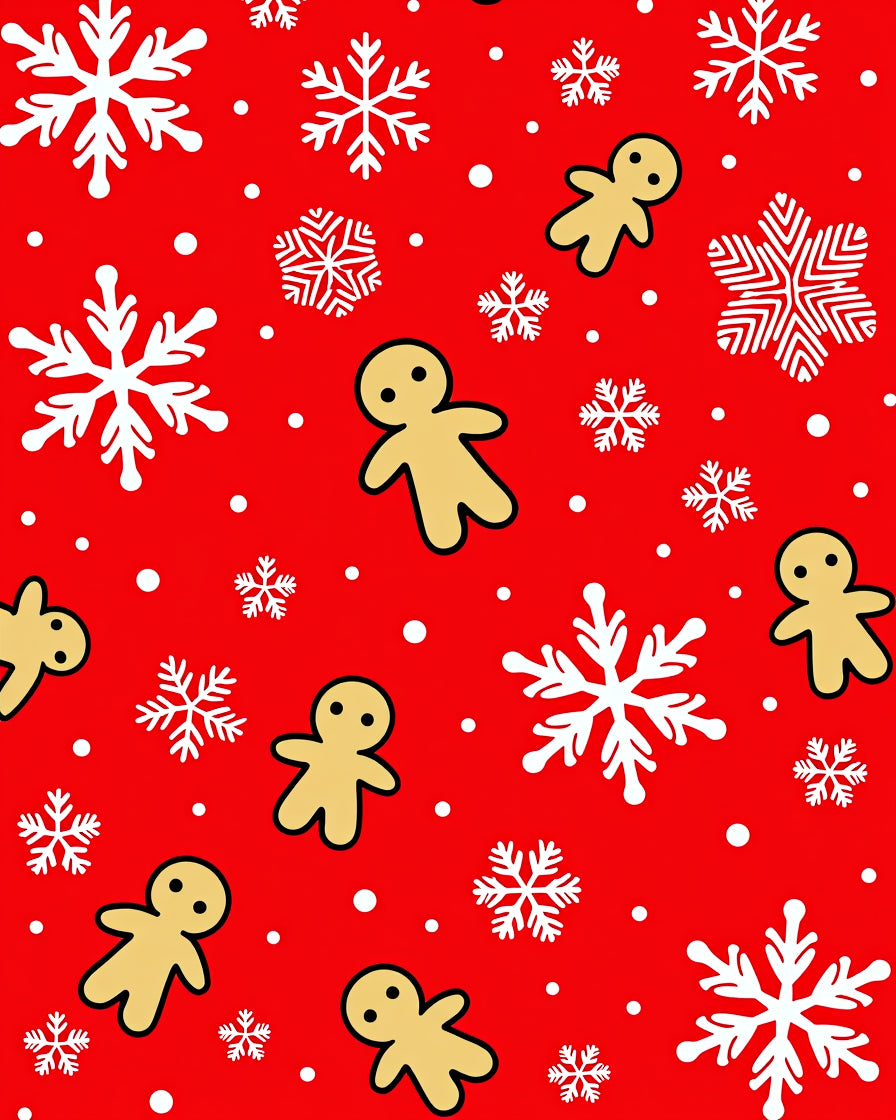 Festive Red Gingerbread Snowflakes Rug