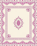 Ornate Pink Floral Medallion Border Rug