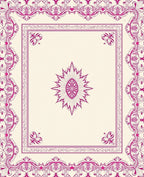 Ornate Pink Floral Medallion Border Rug