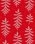 White Pine Sprigs on Red Background Rug