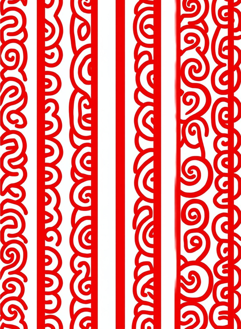 Crimson Vertical Swirl Border Rug