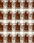 Chocolate Brown Ivory Plaid Floral Motif Rug