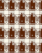 Chocolate Brown Ivory Plaid Floral Motif Rug