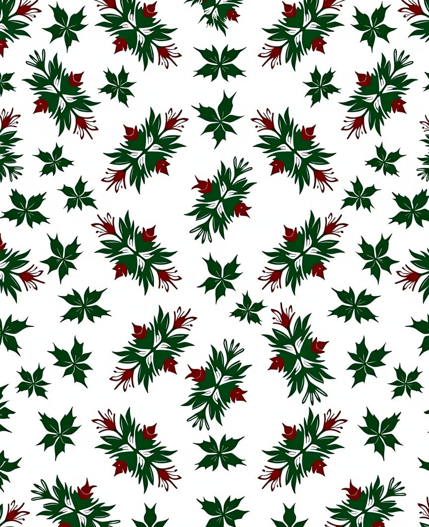 Dark Green Red Floral Starburst Rug