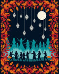 Orange Floral Lantern Night Celebration Rug