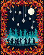 Orange Floral Lantern Night Celebration Rug