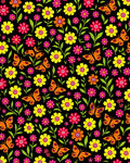 Vivacious Orange Butterfly Floral Medley Rug