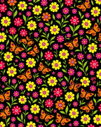 Vivacious Orange Butterfly Floral Medley Rug