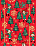 Joyful Christmas Elf Snowflake Forest Rug