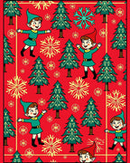 Joyful Christmas Elf Snowflake Forest Rug