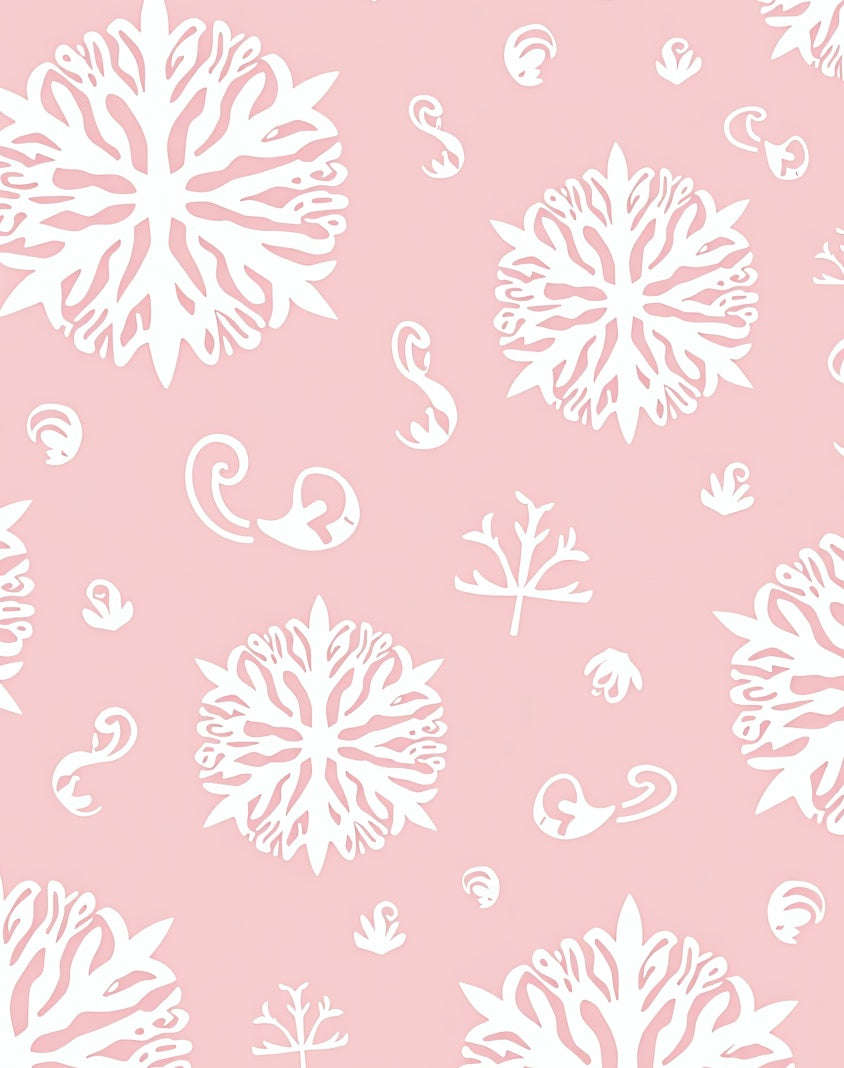 Pale Pink White Coral Medallion Rug
