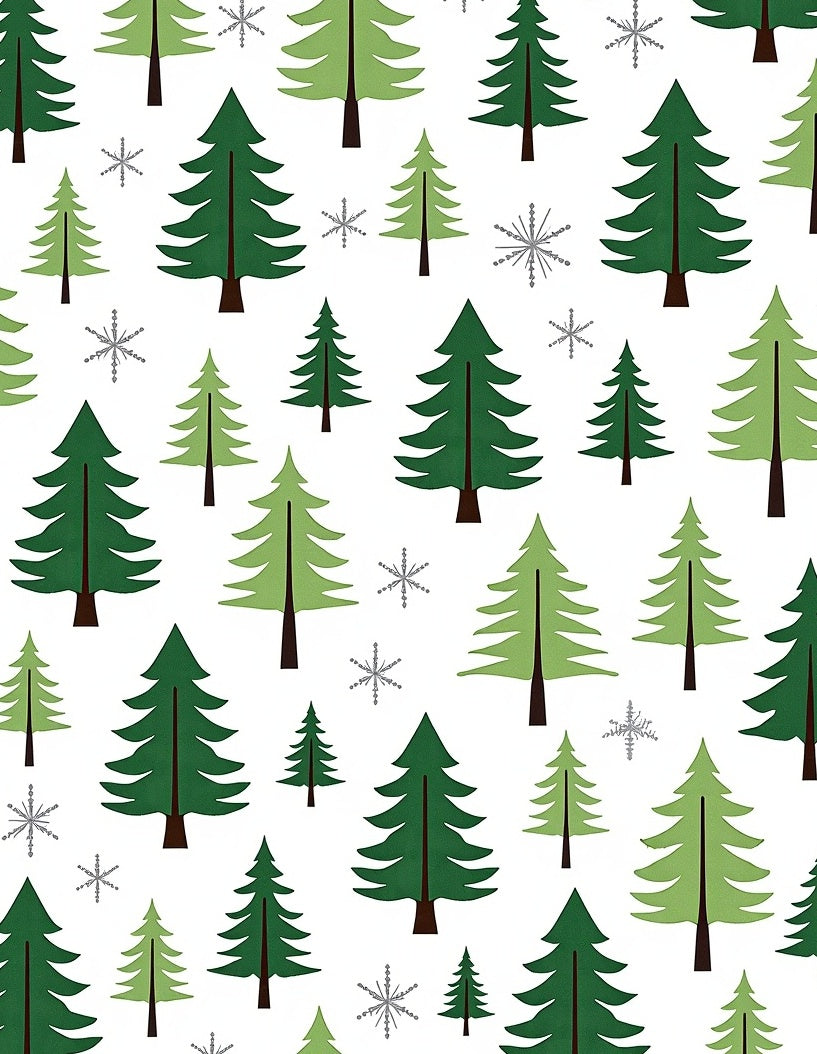 Forest Green Pine Snowflakes Repeat Rug