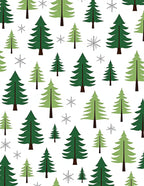 Forest Green Pine Snowflakes Repeat Rug