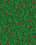 Emerald Green Red Floral Branch Rug