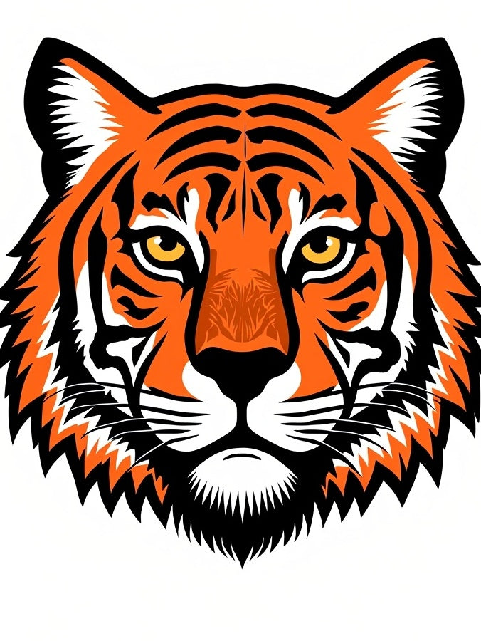 Bold Orange Tiger Face Portrait Rug