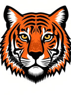 Bold Orange Tiger Face Portrait Rug