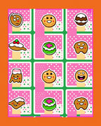 Whimsical Cookie Characters Pink Polka Dots Rug