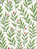 Green Leafy Twigs Red Berries Rug