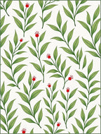 Green Leafy Twigs Red Berries Rug