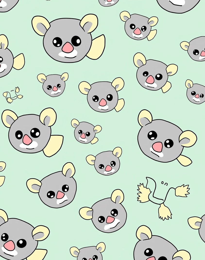 Whimsical Gray Koala Fauna Friends Rug