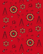 Red Starburst Christmas Tree Stocking Collage Rug
