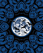 Spooky Blue Moon Bat Mandala Rug