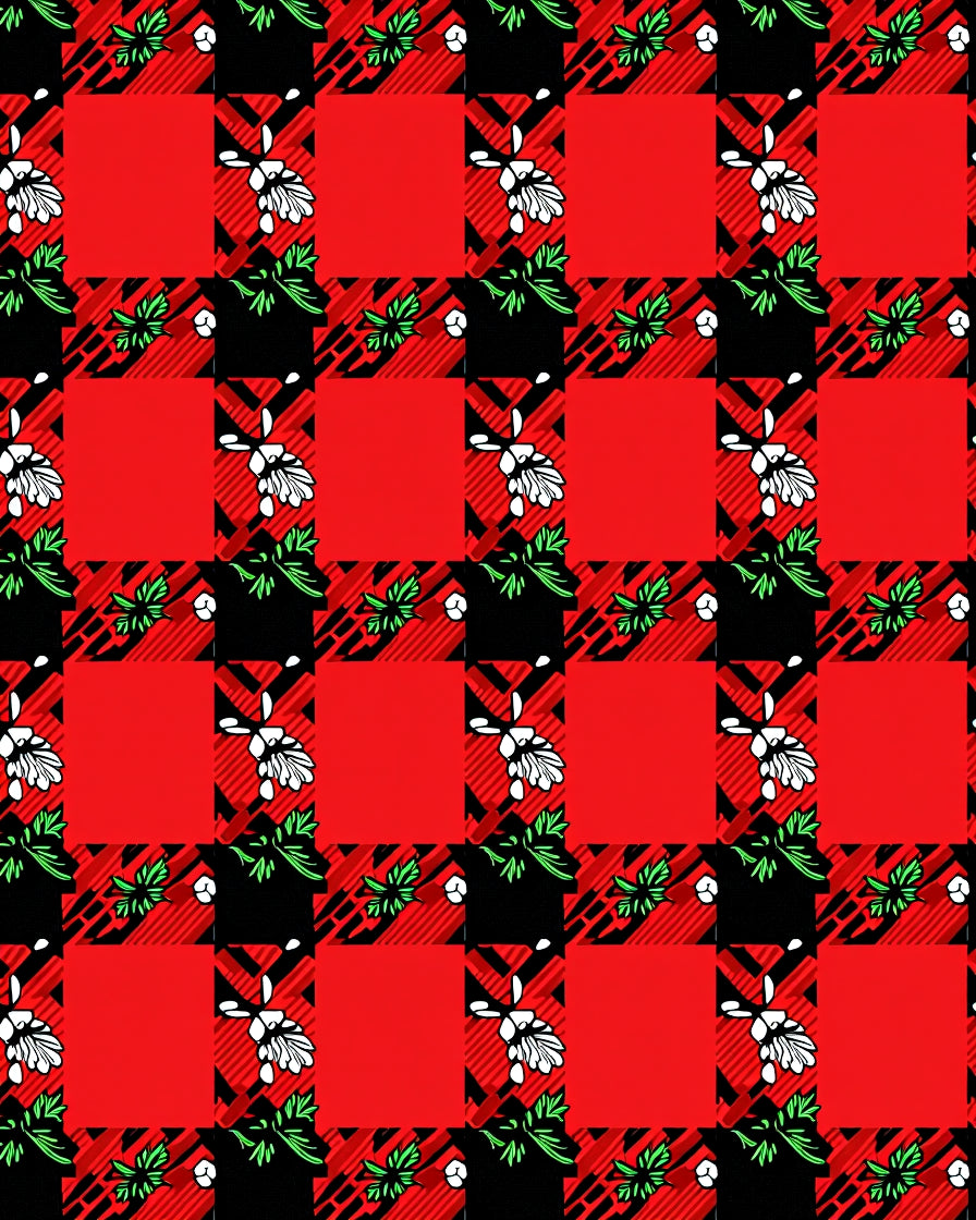 Red Plaid Floral Grove Rug