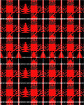 Red Black Buffalo Plaid Tree Texture Rug