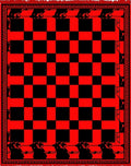 Red Black Checkerboard Game Borders Rug