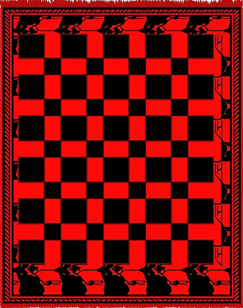Red Black Checkerboard Game Borders Rug