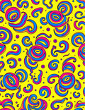 Vibrant Yellow Pink Blue Swirls Rug