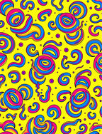 Vibrant Yellow Pink Blue Swirls Rug