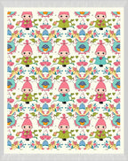 Whimsical Figure Floral Repeating Pattern Rug