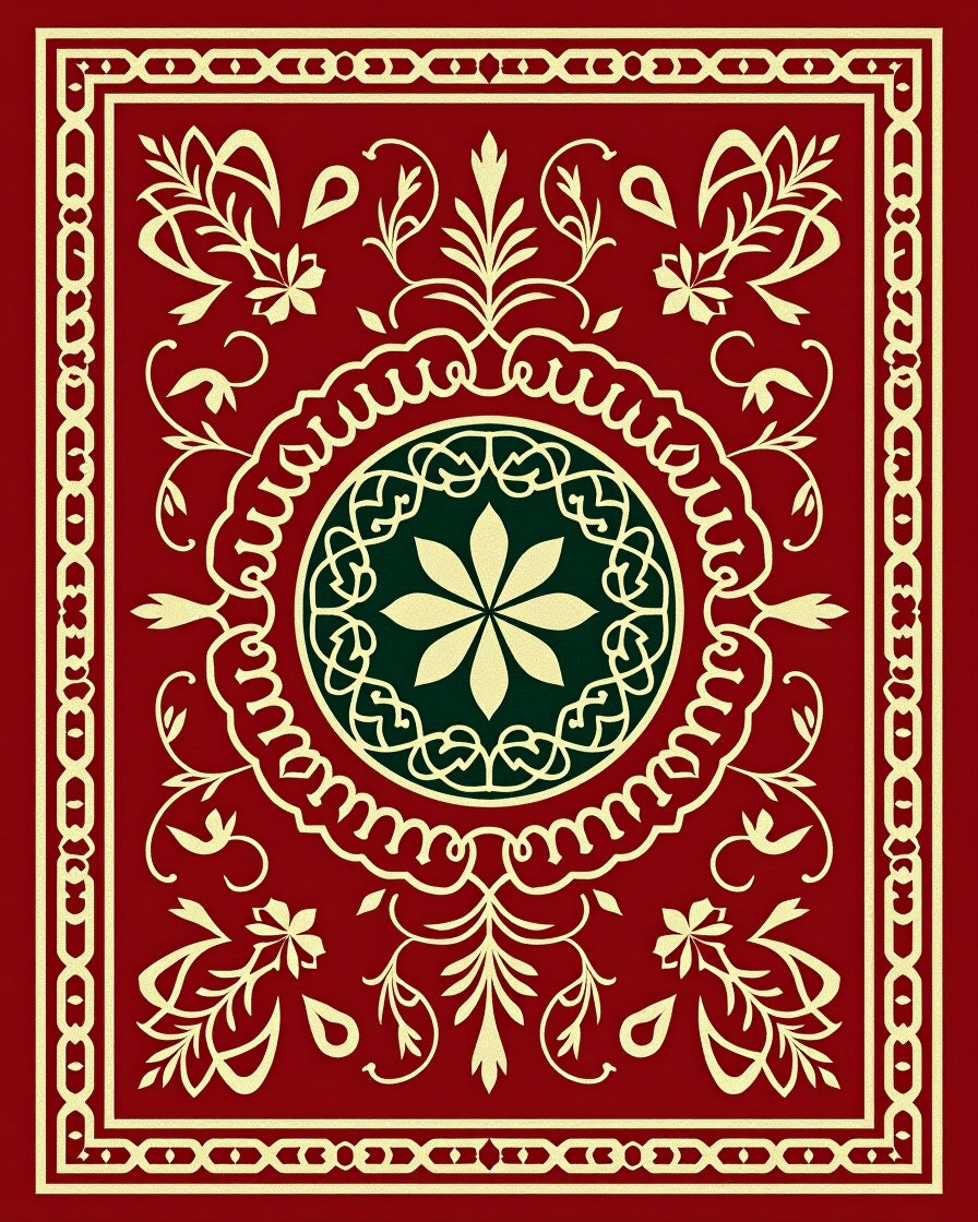 Deep Red Floral Centerpiece Medallion Rug